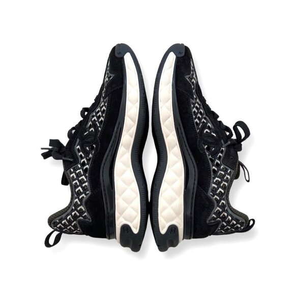 Chanel black perforated suede trainers size 38.5 - Picture 1 of 11
